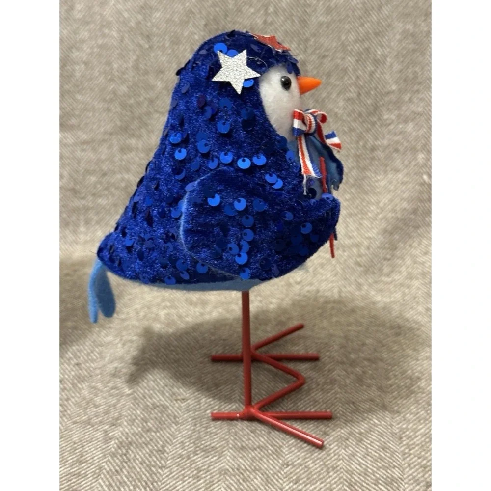 SmartLiving Patriotic Bird Decor Figurines Set of 3 Americana Stars Stripes